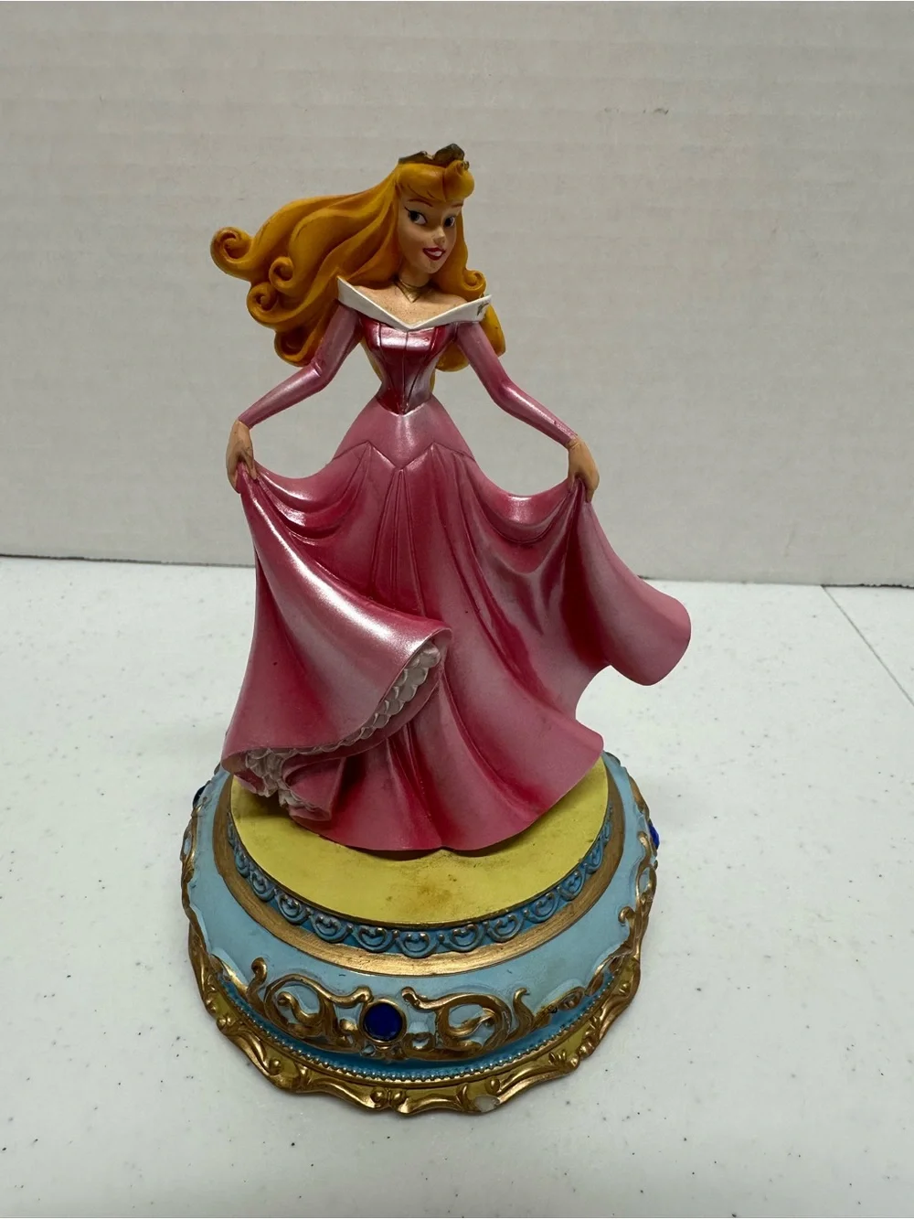 Disney Sleeping Beauty Princess Aurora Figurine Jeweled Ornate Base Vintage